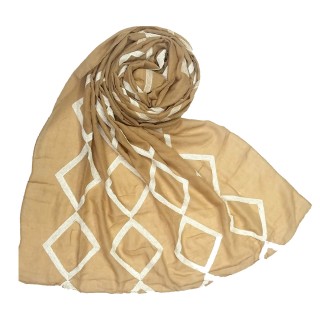 Designer Zig Zag Grid Hijab - Brown